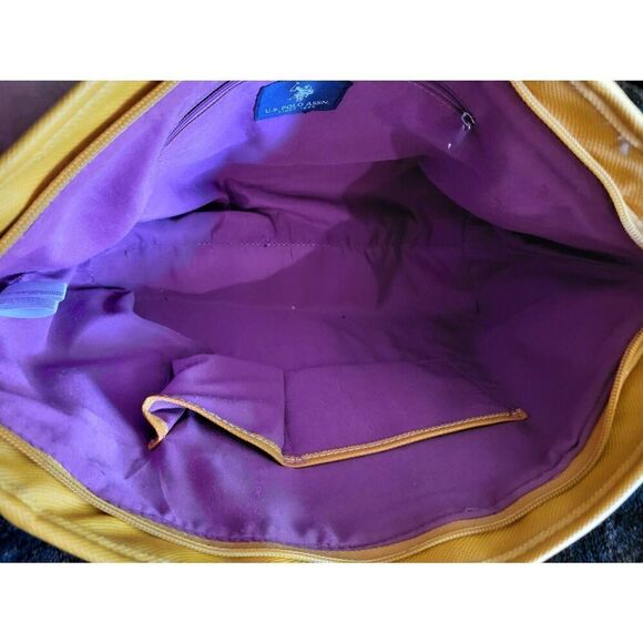 U.S. Polo Association Logo Canvas Faux Leather Tote Bag Large Colorblock - Picture 6 of 6